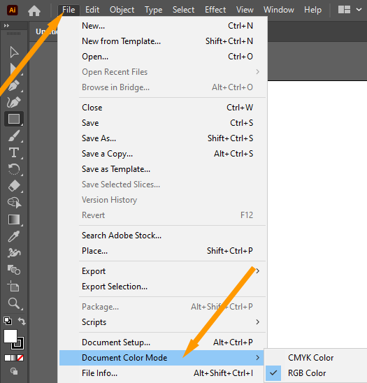 Document Color Mode in Adobe Illustrator