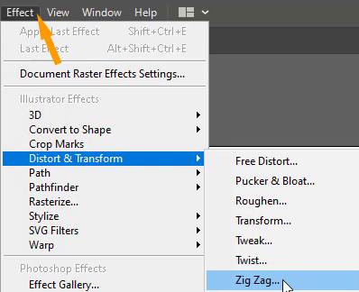 Effect Distort & Transform Zig Zag option in Illustrator