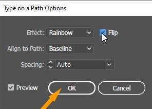 Flip option in Type on a Path Options window