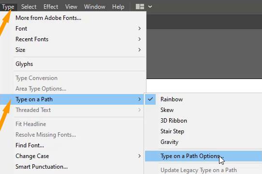 Type on a Path Options in Adobe Illustrator