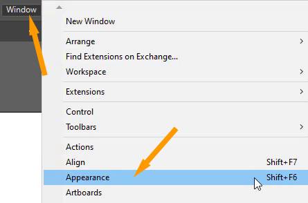 Window Appearance Option in Illustrator