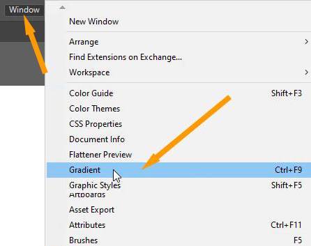 Window Gradient Option in Adobe Illustrator