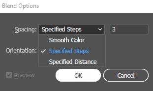 Blend Options Specified Steps 3