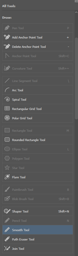 Smooth Tool in the Draw Section