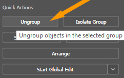 Ungroup option in Quick Actions