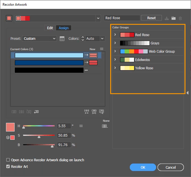 Color Groups option