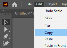 Copy in Edit menu