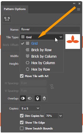 Tile Type option in Pattern Options