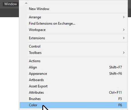 Color option under Window menu