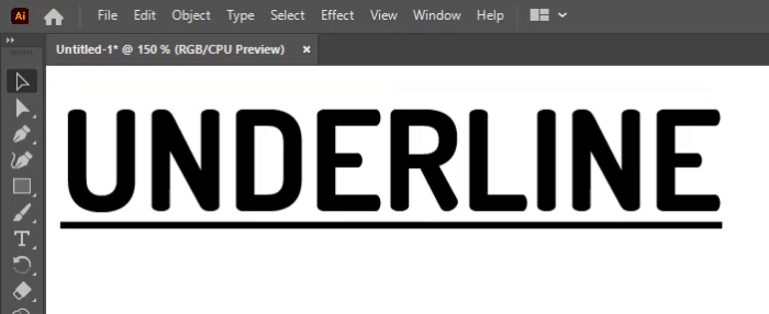 Underline Text in Illustrator