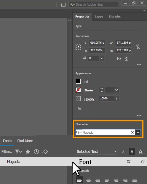 Choose Font in Illustrator