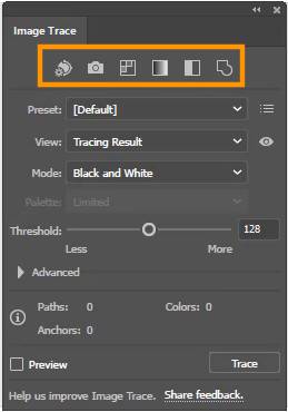 More Presets in Image Trace panel