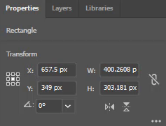 Transform panel under Properties