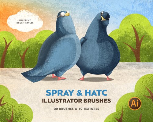 Spray & Hatch Illustrator Brushes