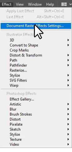 document raster effects settings