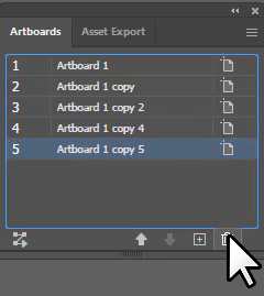 Click on delete artboard