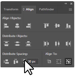 add value for evenly spacing in Illustrator