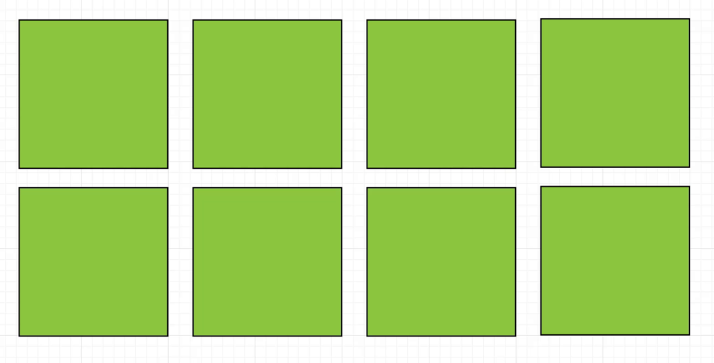 all objects are evenly spaced on the grid