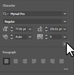 character panel more options in Illustrator