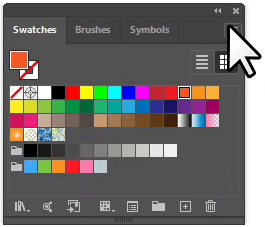 hidden menu of swatches panel