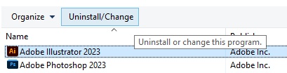 Uninstall Adobe Illustrator on Windows